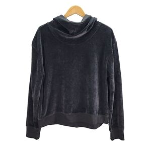 Zella Cowl Neck Hooded Pullover Black Velour XL